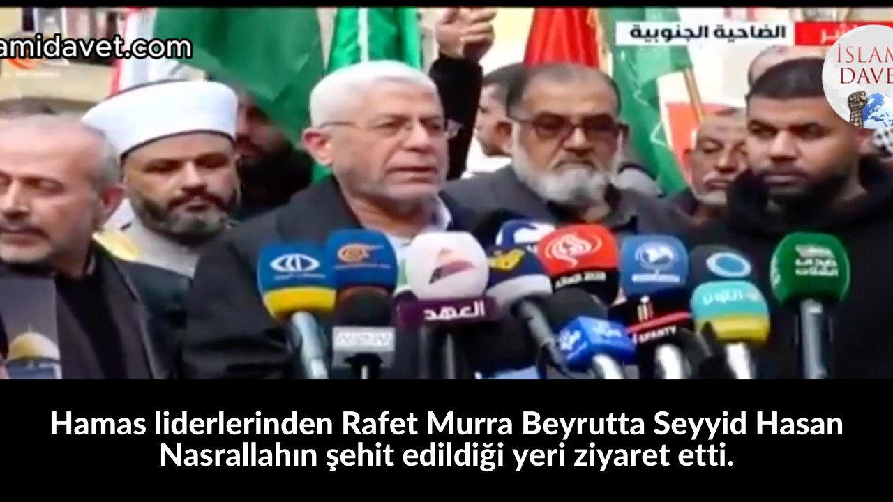Hamas liderlerinden Rafet Murra Beyrutta Seyyid Hasan Nasrallahın şehit edildiği yeri ziyaret etti. 38
