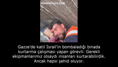 Gazze’de katil İsrail’in bombaladığı binada kurtarma çalışması yapan görevli: Gerekli ekipmanlarımız olsaydı insanları kurtarabilirdik. Ancak hepsi şehid oluyor. 11