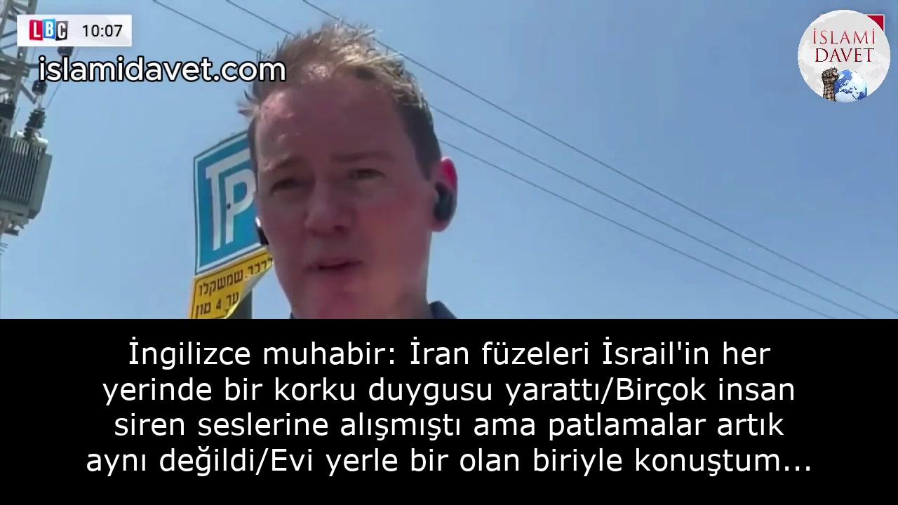 İngilizce muhabir: İran füzeleri İsrail'in her yerinde bir korku duygusu yarattı/Birçok insan siren seslerine alışmıştı ama patlamalar artık aynı değildi/Evi yerle bir olan biriyle konuştum ve "Şimdi gerçekten korkuyorum..." dedi. 20