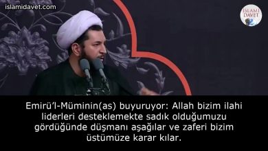 Emirü’l-Müminin(as) buyuruyor: Allah bizim ilahi liderleri desteklemekte sadık olduğumuzu gördüğünde düşmanı aşağılar ve zaferi bizim üstümüze karar kılar. 38
