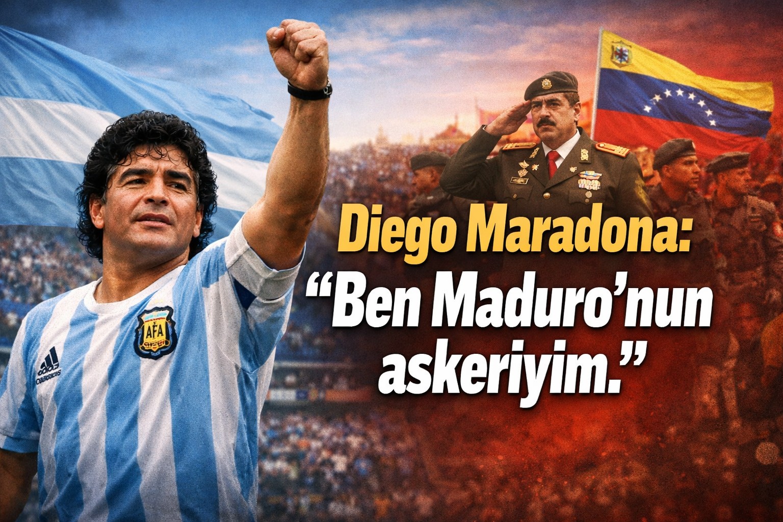 Diego Maradona: “Ben Maduro’nun askeriyim. Onunlayım ve onunla birlikte öleceğim… Ne yapmaya çalışırsak çalışalım, Yankee şerifi her zaman gelir ve ‘Hayır, bunu yapamazsınız’ der.” 10