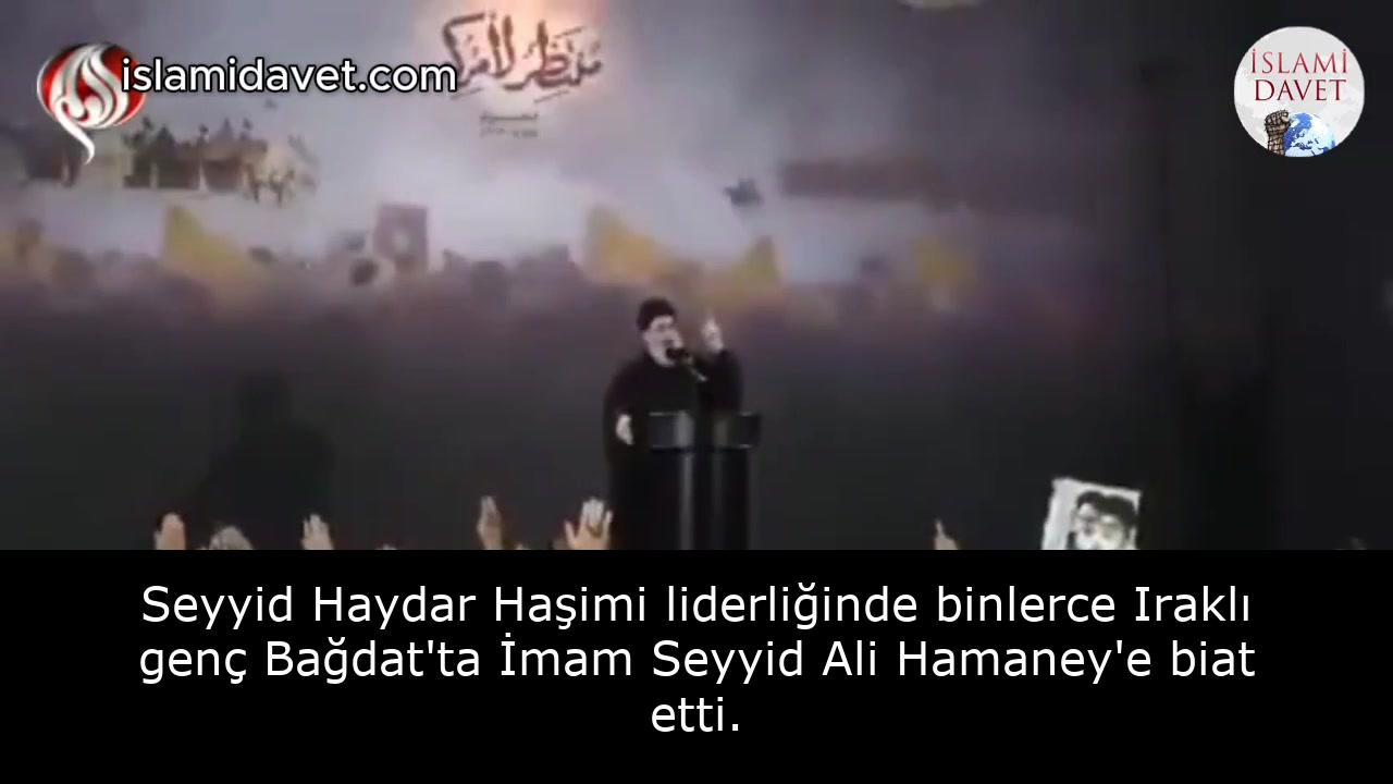 Seyyid Haydar Haşimi liderliğinde binlerce Iraklı genç Bağdat'ta İmam Seyyid Ali Hamaney'e biat etti. 45