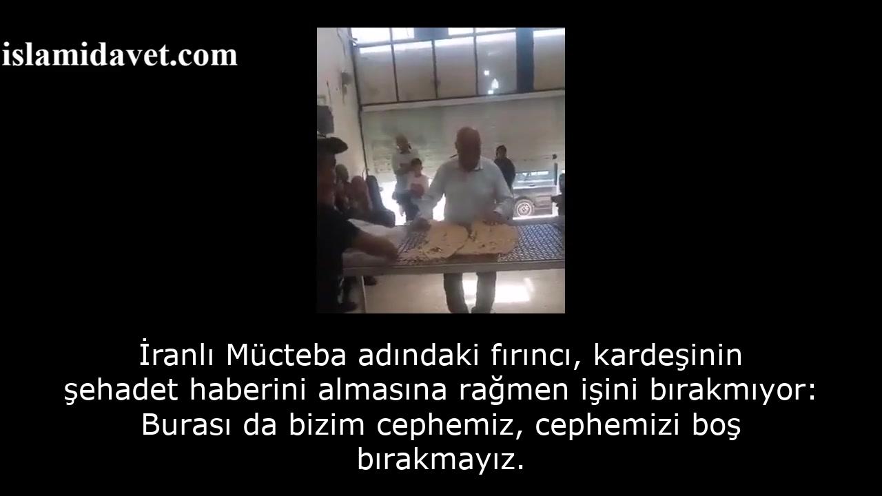 İranlı Mücteba adındaki fırıncı, kardeşinin şehadet haberini almasına rağmen işini bırakmıyor: Burası da bizim cephemiz, cephemizi boş bırakmayız. 44