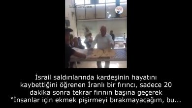 İsrail saldırılarında kardeşinin hayatını kaybettiğini öğrenen İranlı bir fırıncı, sadece 20 dakika sonra tekrar fırının başına geçerek “İnsanlar için ekmek pişirmeyi bırakmayacağım, bu benim ön cephem” dedi. 27