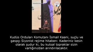 Kudüs Orduları Komutanı İsmail Kaani, suçlu ve gaspçı Siyonist rejime hitaben: Kaderiniz kesin olarak şudur ki, bu kutsal topraklar sizin varlığınızdan arındırılacaktır. 7