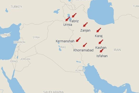 İlk raporlara göre düşman, İsrail'e yönelik füze saldırılarını şimdiye kadar sekiz farklı füze üssünden gerçekleştirdi