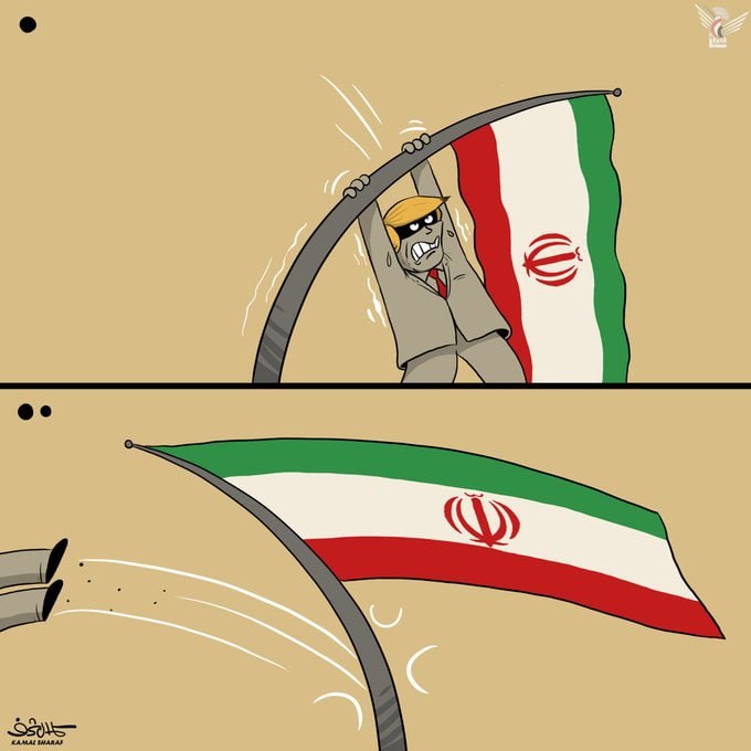 Yemenli karikatürist Kemal Şeref'in yeni karikatürü, Trump'ın aptallığı