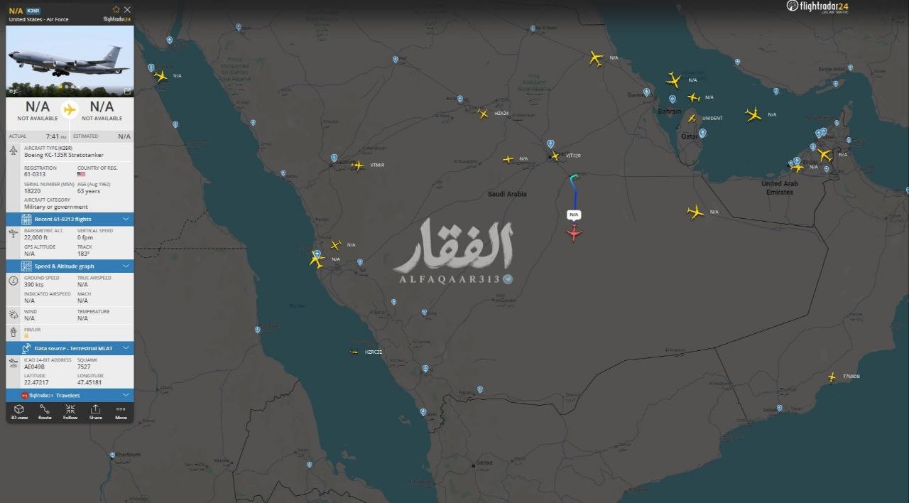 Amerikan yakıt tankerleri, Suudi Arabistan semalarında Yemen yönünde hareket ediyor.
