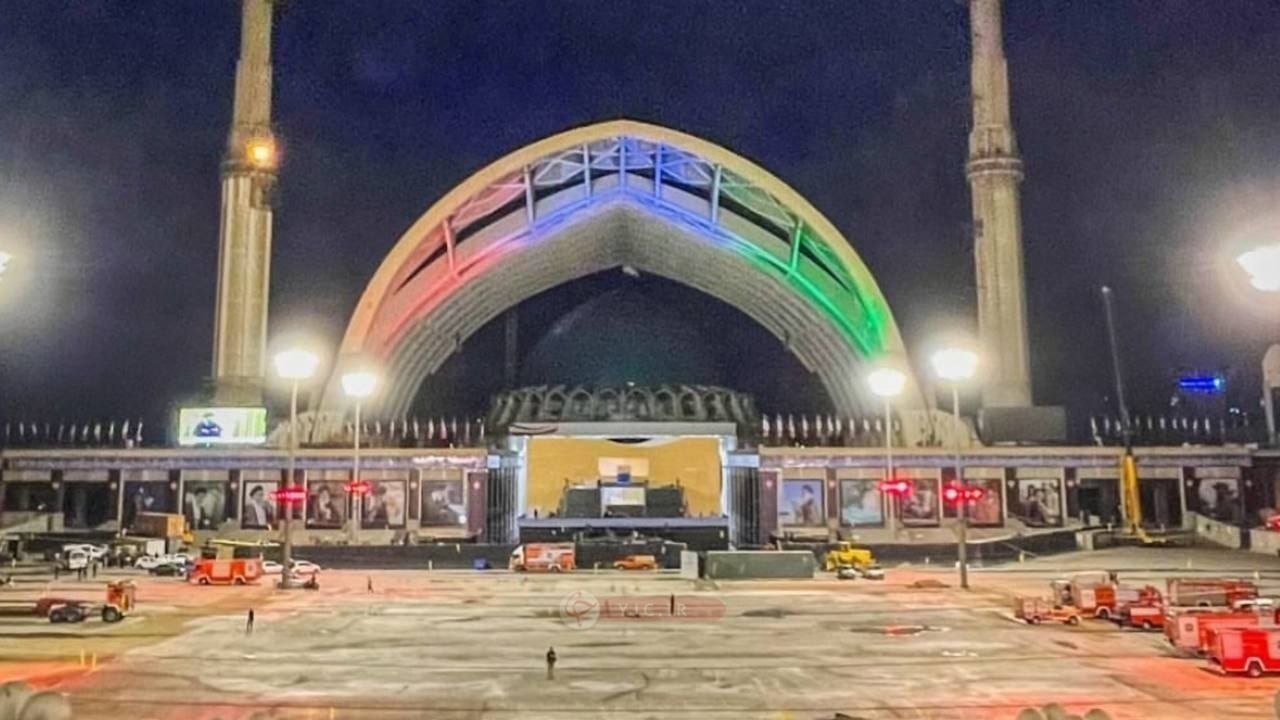Taziye töreni için Tahran Musalla'sının son hazırlık aşamalarından bir görüntü