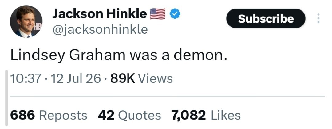 Jackson Hinkle:Lindsay Graham tam bir şeytandı.