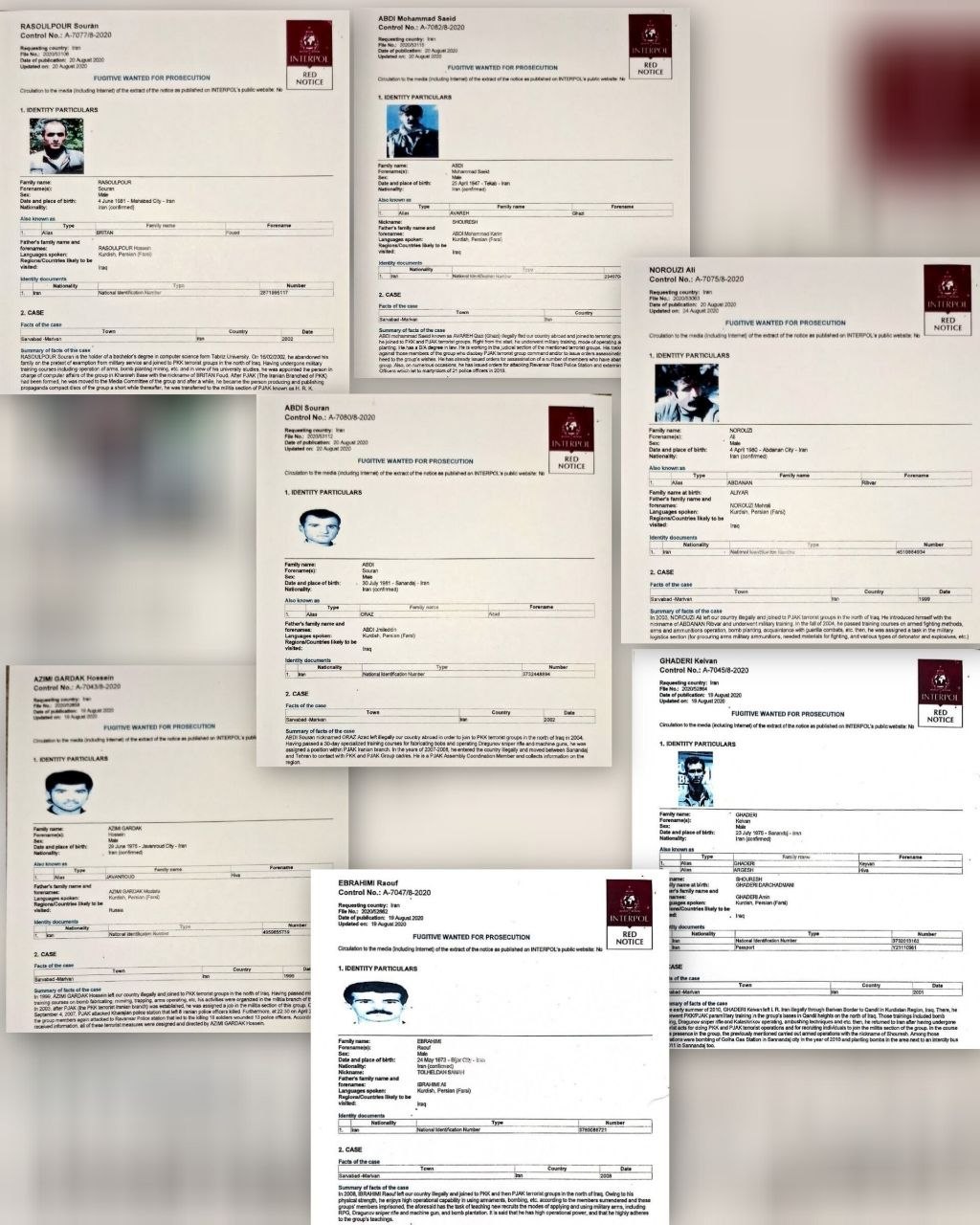 İlk kez, Kürt terör örgütlerinin liderleri ve üyelerine yönelik Interpol kırmızı bültenleri, mahkeme kararları ve iade talepleriyle ilgili belgeler yayımlandı.