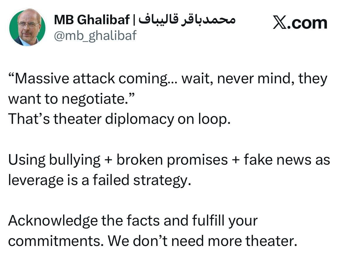 Kalibaf'ın Trump'a Cevabı: Bu Gösterişli Diplomasi Başarısız Oldu