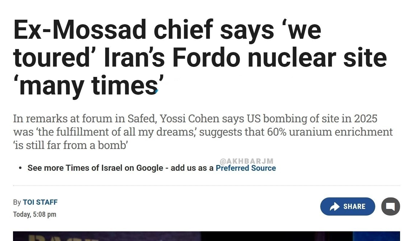 Eski İsrail Mossad İstihbarat Teşkilatı Başkanı: Görevlilerimiz, geçmişte İran'daki Fordo nükleer tesislerini birkaç kez ziyaret ederek bu tesislerin yapısını daha iyi anlamaya çalıştılar.