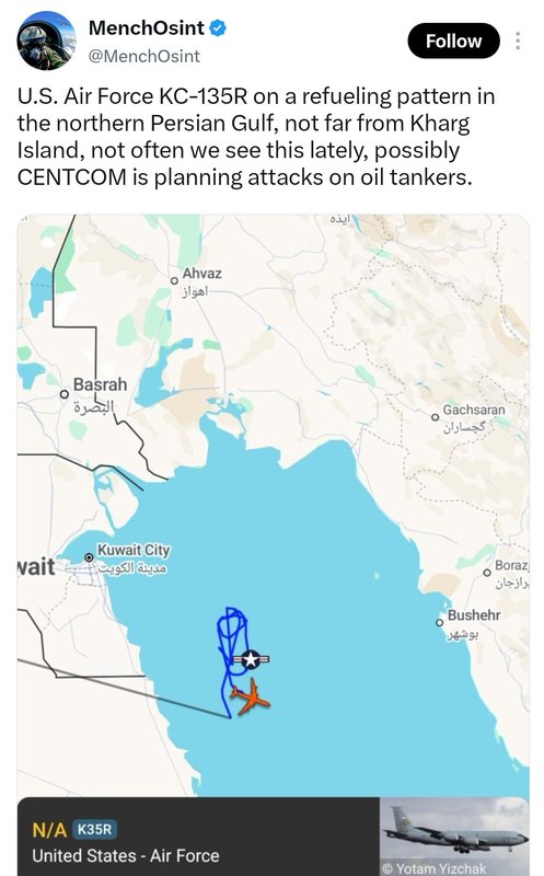 ABD’ye ait KC-135R tanker uçağı Basra Körfezi’nde görüntülendi