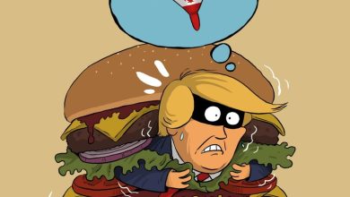 Yemenli karikatürist Kemal Şeraf, Trump’ın İran korkusuyla kaçışını çizdi