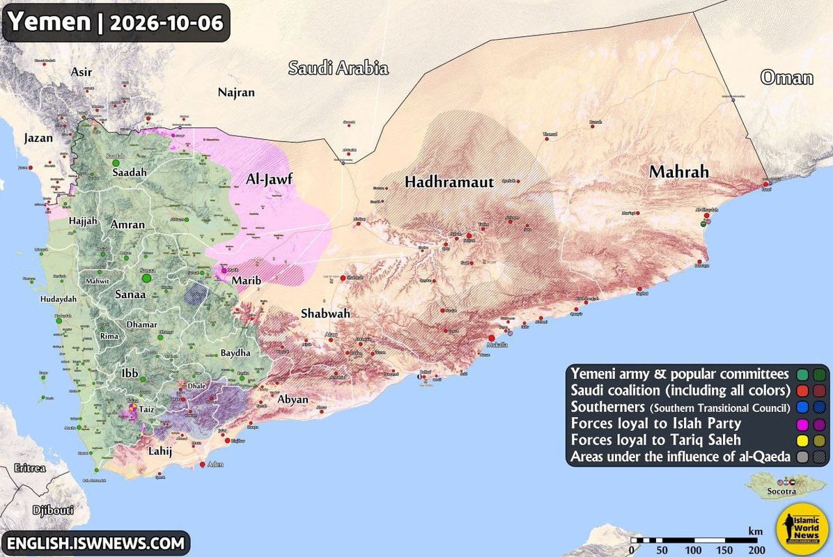 Yemen’deki Askeri Durumun Son Haritası Yayınlandı